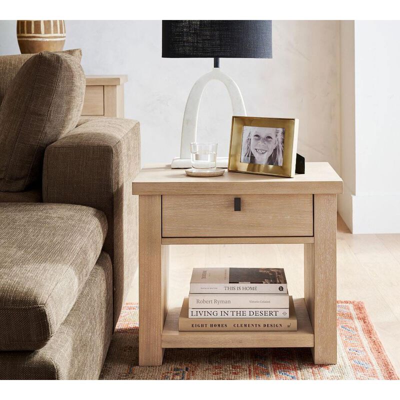 Pottery Barn Modern Farmhouse Side Table Wood Fog image number 3